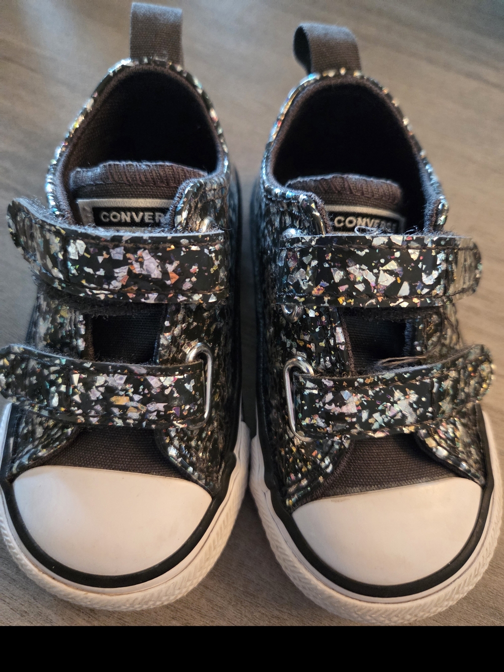 Converse Kids Black Multi Glitter Velcro Sneakers
